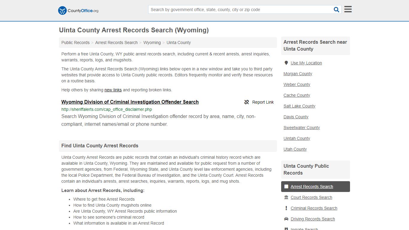 Arrest Records Search - Uinta County, WY (Arrests & Mugshots)