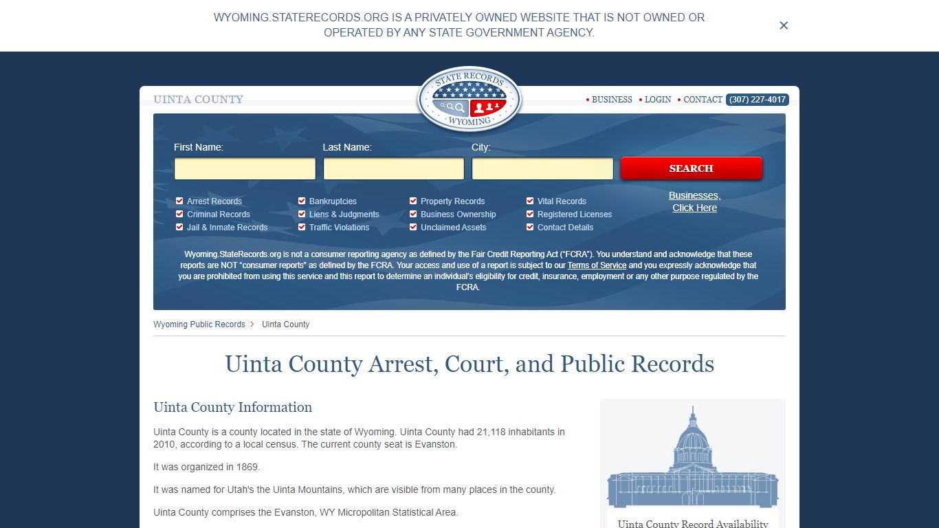 Uinta County Arrest, Court, and Public Records