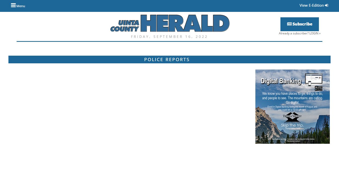 Police Reports | Uinta County Herald